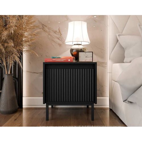 Table De Chevet Contemporain 1 Tiroirs 45 Cm Noir