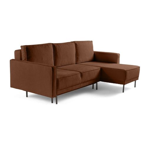 Canapé D'angle Réversible Convertible 4 Places En Tissu Terracotta