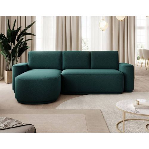 Canapé D'angle Gauche Convertible 4 Places En Tissu Vert