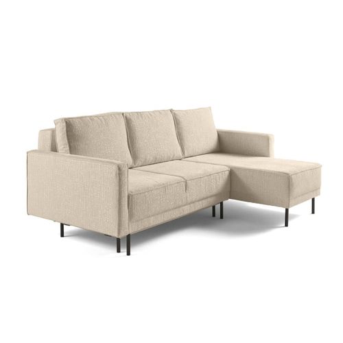 Canapé D'angle Réversible Convertible 4 Places En Tissu Velours Relief