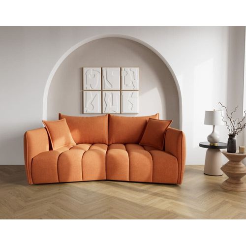 Canapé Droit 3 Places En Tissu Texturé Terracotta