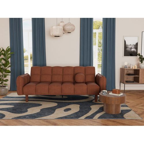 Canapé Clic-Clac 2 Places En Tissu Texturé Terracotta