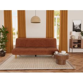 Canapé Clic-Clac 2 Places En Velours Texturé Terracotta