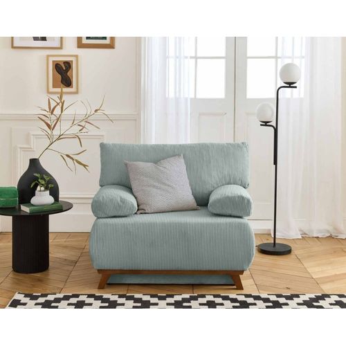 Fauteuil En Velours Côtelé Bleu