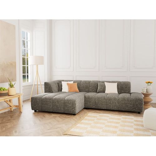 Canapé D'angle Gauche 4 Places En Tissu Texturé Vert Olive