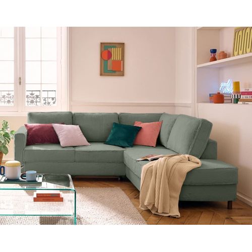 Canapé D'angle Droit Convertible 5 Places En Fausse Fourrure Vert