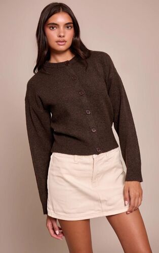 Mini-Jupe En Jean Jaune Beurre À Bouton, Ecru