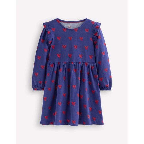 Robe Posie À Manches Longues En Jersey-Petits N?uds Bleu Tribord