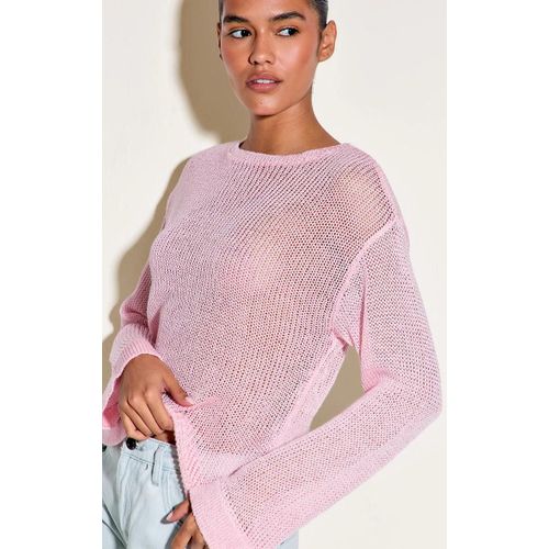 Pull Ample En Maille Filigrane Rose, Rose