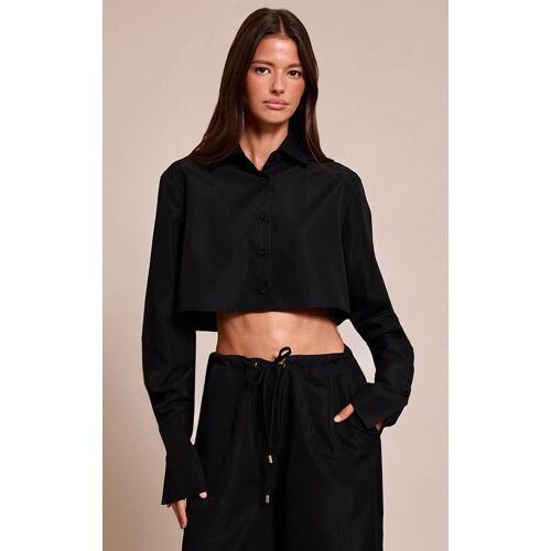 Chemise Courte Tissée Noire, Noir