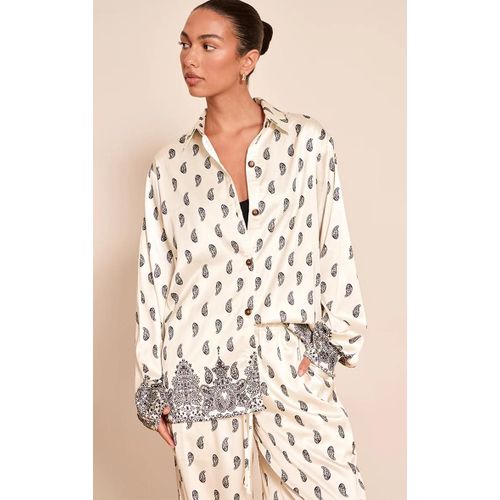 Chemise Oversize Crème Imprimé Cachemire, Crème