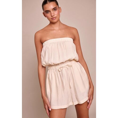 Combishort Bustier Tissé Texturé Crème, Crème