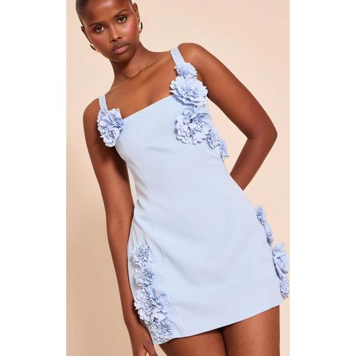 Robe Droite Bleu Clair À Fleurs, Bleu Clair