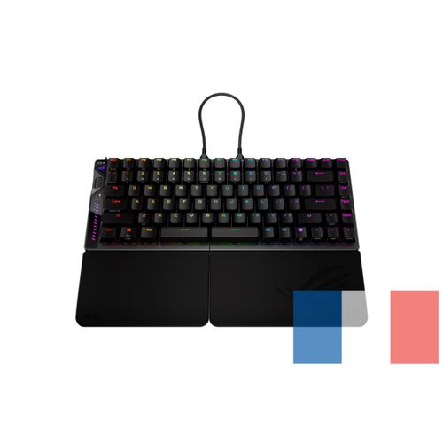 ASUS ROG Falcata ¿ Clavier Gaming 75% Divisé ¿ Switchs Magnétiques HFX V2 ¿ RGB Aura Sync ¿ Tri-mode (SpeedNova, Bluetooth, USB) ¿ Repose-poignets ¿ AZERTY ¿ Noir