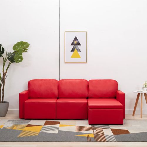 Vidaxl Canapé-Lit Modulaire 3 Places Rouge Similicuir