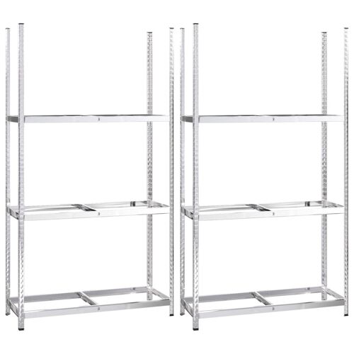 vidaXL Porte-pneus à 3 niveaux 2 pcs Argenté 110x40x200 cm Acier