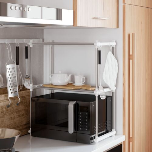 vidaXL Étagère pour micro-ondes blanc 51x27x63 cm aluminium