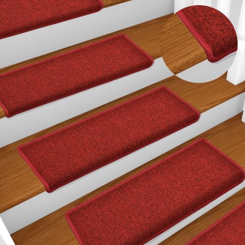 Vidaxl Tapis D'escalier 15 Pcs 65x21x4 Cm Rouge