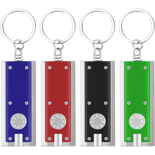 KALANKA-Mini Lampe de Poche Porte-Clés, Lot de 4 Lampe Torche LED Portable, Petite Porte-Clés Torcheen Aluminium,avec 12 Piles AAA, pour Extérieur, Camping, Randonnée, Urgences, Coupure de Courant