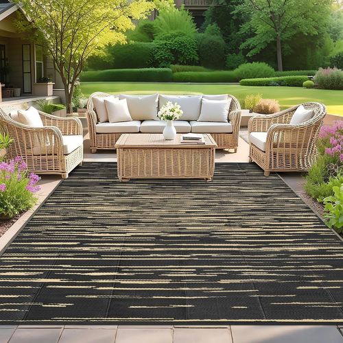 Asfasfq-Tapis De Terrasse D'extérieur Imperméable 180x270cm Tapis Exterieur Resistant Pluie Balcon Couverture De Pique-Nique Pliable Portable Tapis De Sol Exterieur En Plastique Pour Jardin