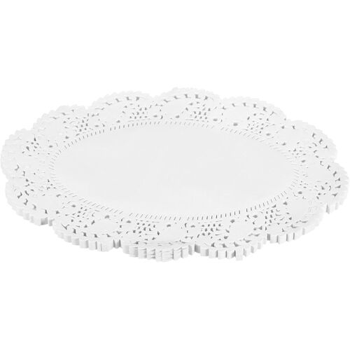 KALANKA-100Pcs Napperons En Papier Dentelle Blanche 6,5 X 9 Pouces Napperons Ovales En Papier Pour Mariage, Anniversaire, Goûter
