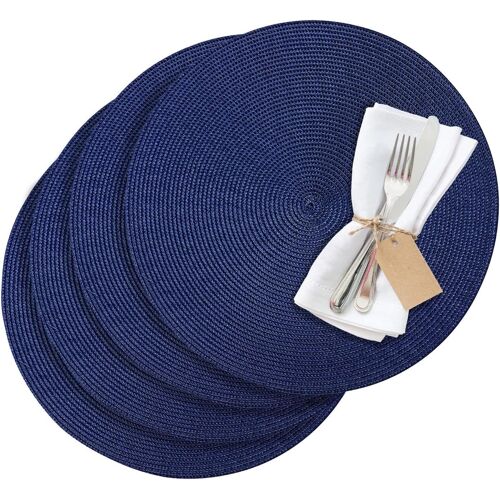 Kalanka-, Lot De 4 Sets De Table Circle, Bleu, Gris, Diamètre 38 Cm, Édition Saleen, 01211018154