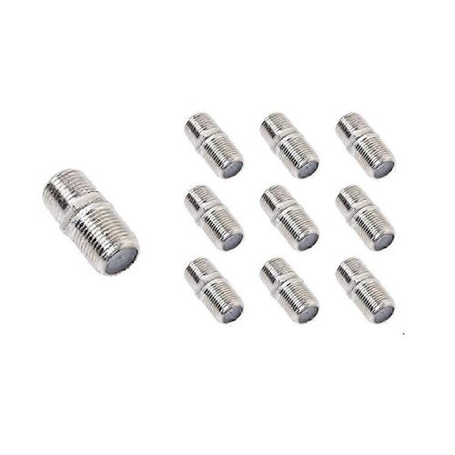 Pack de 100 Connecteur de Câble Coaxial,Rallonge de Câble Coaxial FType Adaptateur Plaqué Argent Femelle à Femelle