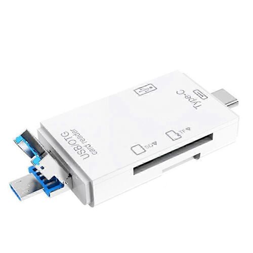 Lecteur de carte USB 3.0 OTG 6-en-1 pour cartes mémoire SD/TF,adaptateur répartiteur compatible avec les smartphones