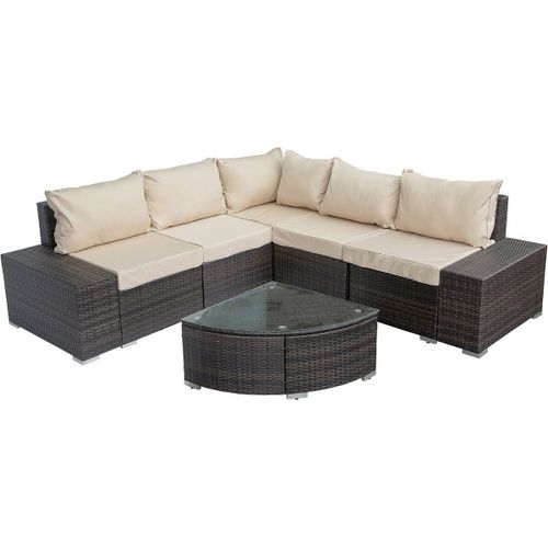 Salon De Jardin En Résine Tressée "Zelda" - 5 Places - Marron