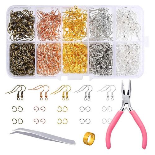 Kit Création Bijoux 1128 Pièces - Alliage Multicolore Portable