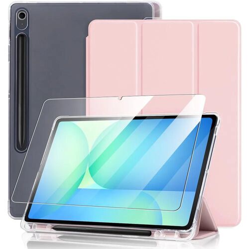 Coque + Verre Trempé Pour Samsung Galaxy Tab S9 (11 Pouces) Protection Antichoc Rose Avec Porte-Stylet