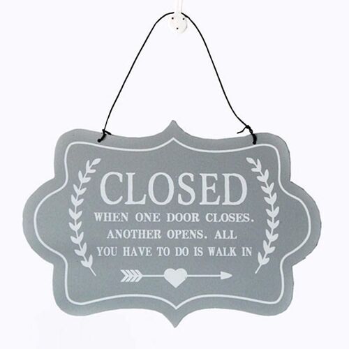 Plaque Porte Bois Vintage 2025 - Double Face Ouvert/Fermé - Café Boutique Décoration