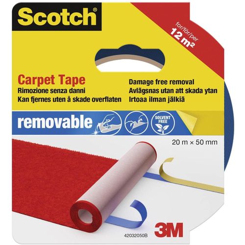Scotch Ruban adhésif détachable pour moquette 50 mm x 20 m Bleu