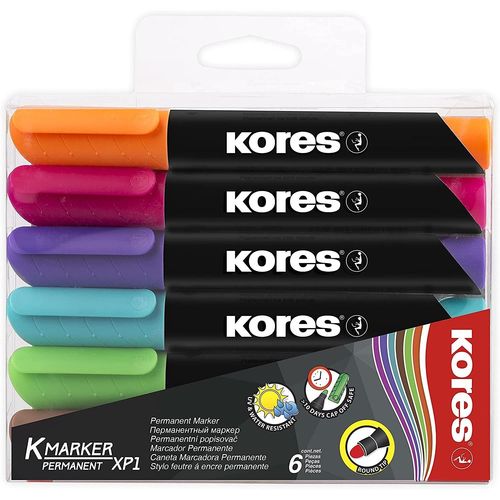 Kores Etui De 6 Marqueurs Permanents "K Marker", Pointe Ogive