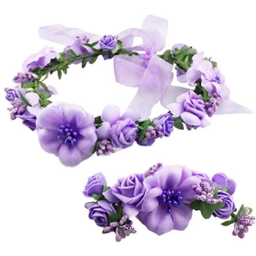 Couronne Roses Mariage - Serre-tête/Bracelet Violet