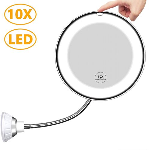 Miroir Col De Cygne Flexible Grossissant 10x Avec Éclairage Led 