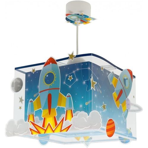 Lustre Chambre Enfant, Lampe Suspension Enfant, Rocket Fusée Spatiale Système Solaire, 63352, E27, Bleu