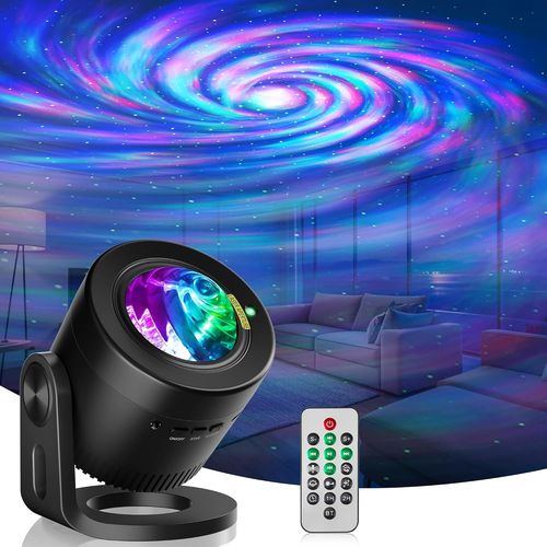 CHENG-Projecteur Ciel Etoile, Projecteur LED Aurore Boréale Orientable à 180°, 33 Combinaisons Nebula Avec Musique Bluetooth, Minuterie et Télécommande Pour Décoration de Salle/Fête/Home Cinéma (Noir