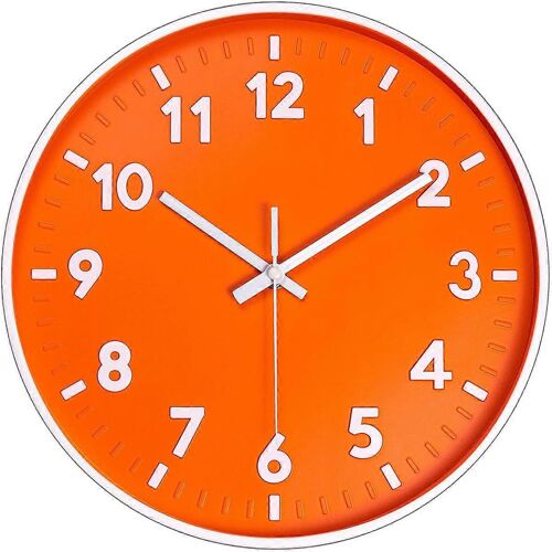 Horloge murale moderne, 12 pouces, chiffres 5D, silencieuse, à quartz, à piles, ronde