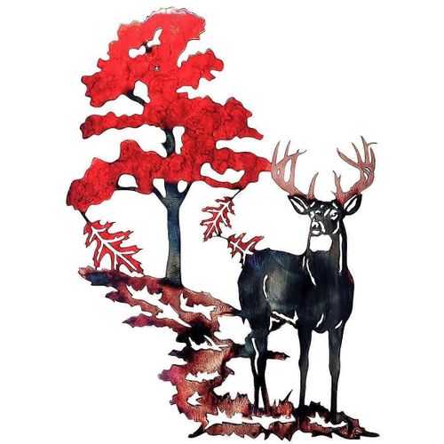 Décoration murale en métal et fer représentant un cerf de Virginie, sculpture 3D à suspendre pour la maison
