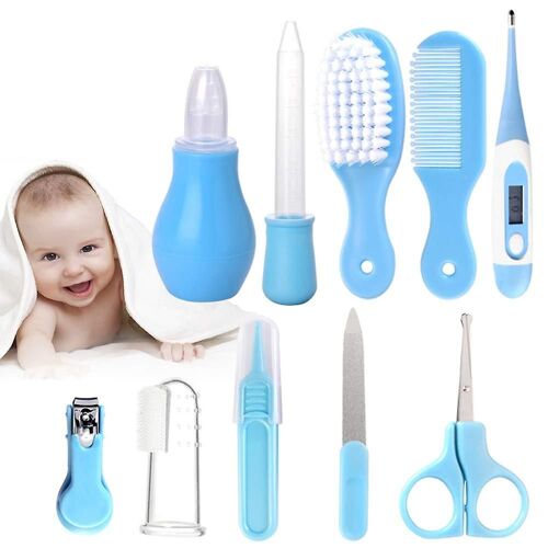 Ensemble De Soins Pour Bébé, 10 Pièces, Hygiène Quotidienne Pour Bébé, Coupe-Ongles, Ciseaux, Brosse, Peigne À Cheveux, Manucure, Ensemble De Soins Des Ongles Pour Nouveau-Nés, Cadeau De Noël Pour La Maison Et Les Voyages 