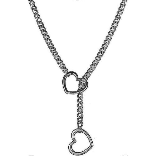 Collier Chaîne Cubaine En Acier Inoxydable Pour Femme, Style Punk Rock, Ajustable, Fait À La Main, Avec Anneau En Forme De Coeur, Noir