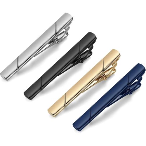 2025 - Pinces À Cravate Pour Homme, Ensemble De Pinces À Cravate Noires, Dorées, Bleues, Grises Et Argentées, Pour Cravates Classiques, Coffret Cadeau De Luxe