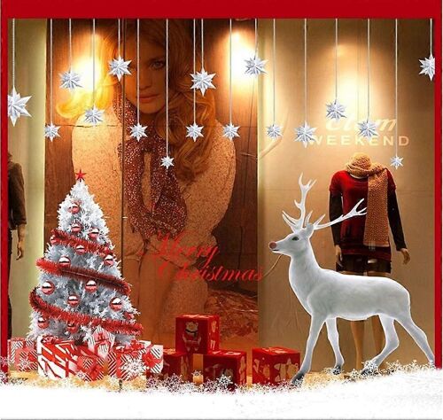 Autocollants de fenêtre de Noël Père Noël Bonhomme de neige Renne Flocon de neige Autocollants de fenêtre de Noël Stickers muraux Décors amovibles pour Noël Vacances Nouvel An Décoration d'hiver
