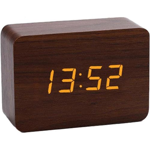 Horloge de bureau en bois, réveil en bois avec mode semaine/week-end, horloges électriques en bois avec contrôle du son, horloge de chambre électrique, réveil numérique
