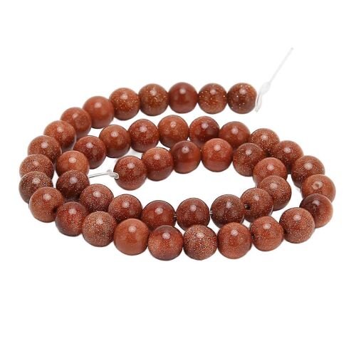 Perles En Grès Doré De 8 Mm/0,3 Po, Perles Rondes Et Lisses Pour La Fabrication De Bijoux Diy