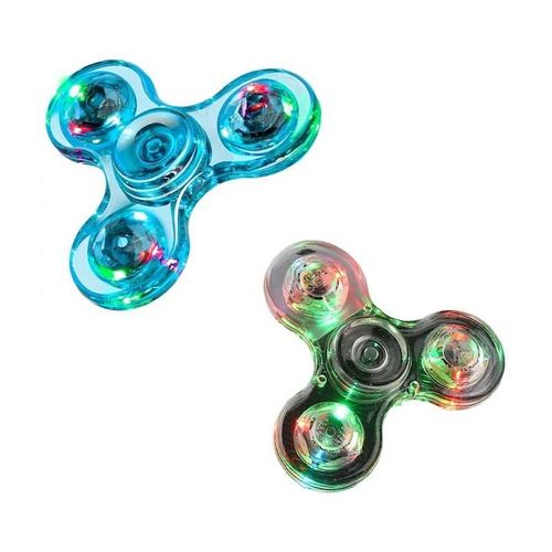 Lot de 2 hand spinners LED multicolores, anti-stress lumineux, idéal pour se détendre et jouer. Hand spinner en plastique, facile à transporter, ergonomique, roulements de haute qualité, multicolore.