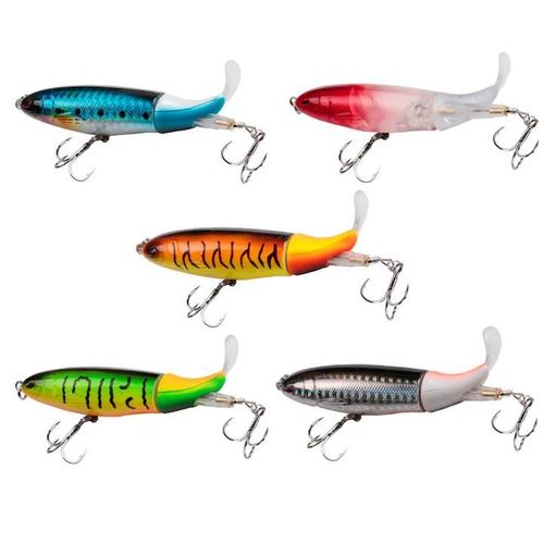 Lot De 5 Leurres Tournants À Queue Oscillante Pour La Pêche Des Rapaces, Brochets, Dorés Et Silures.