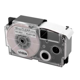 vhbw 1x Ruban compatible avec Casio KL-200, KL-2000, KL-300, KL-200E, KL-7000 imprimante d'étiquettes 5,5m x 18mm Noir sur Transparent