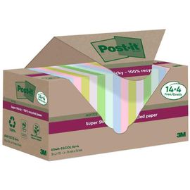 Post-It Super Sticky Recycling Notes, 18x70 Feuilles, 76 X 76 Mm, Coloré